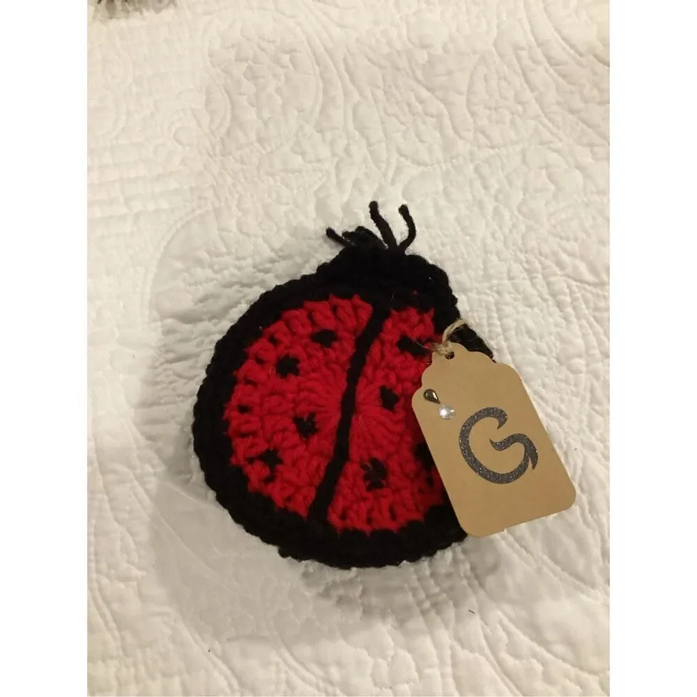 Ladybug Crochet Coaster Set 4 Piece